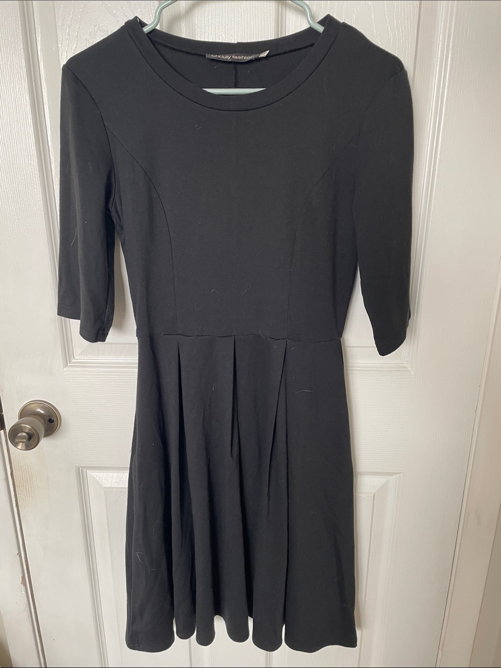 Black Fit-and-Flare Dress with Pleated Skirt
